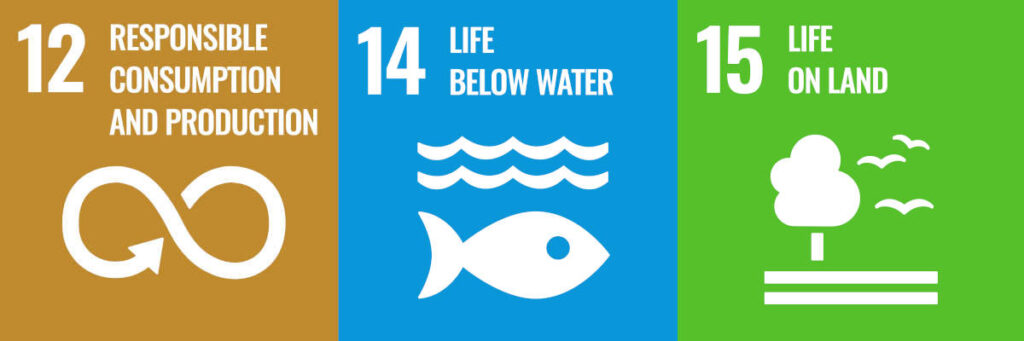 Icons for SDGs 12 14 15