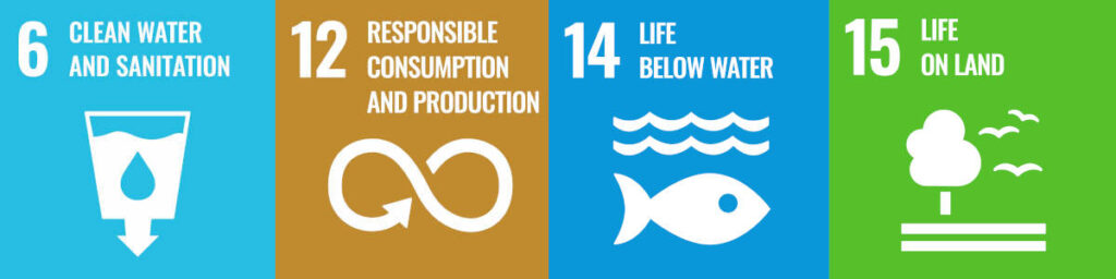 Icons for SDGs 6 12 14 and 15