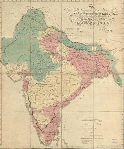 Illustrated old style map of India.