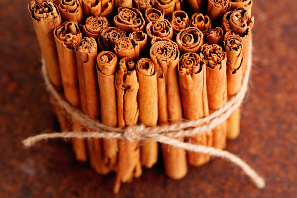 Bundle of cinnamon quills, one of the herbs for luck.