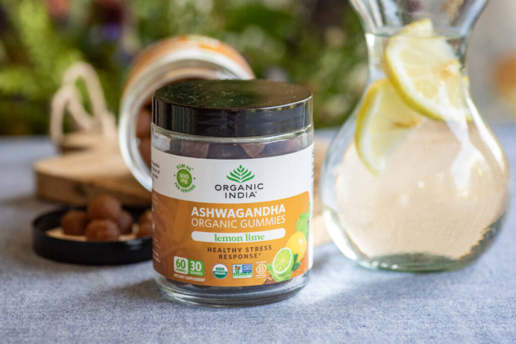 KSM 66 Ashwagandha Organic gummies in lemon lime flavor 