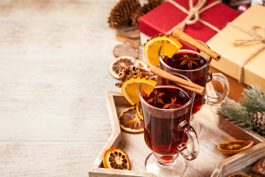Hot mulled wine with warming spices is good for balance during kapha season.