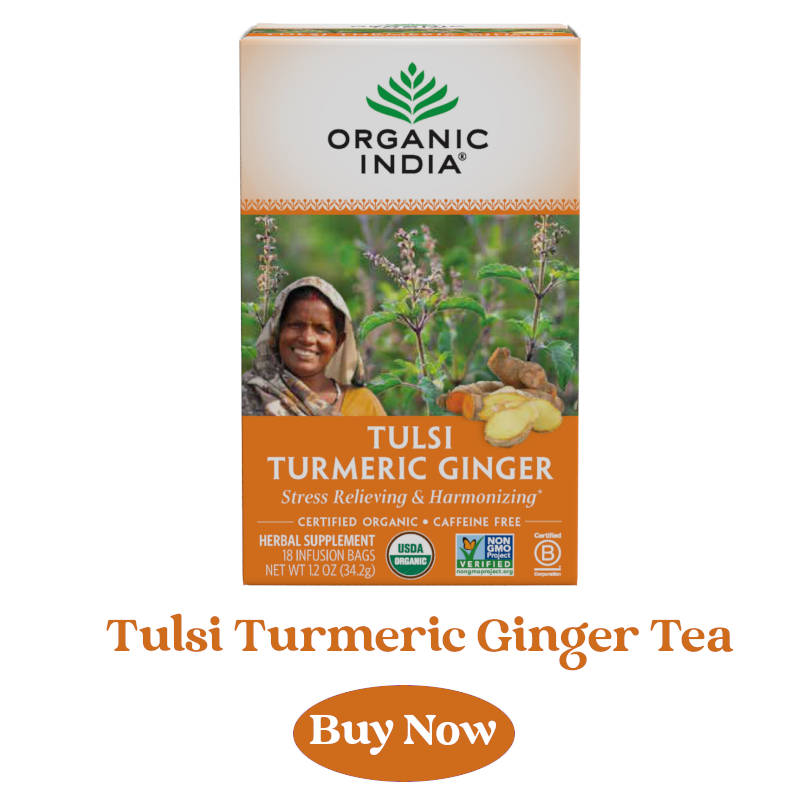 Tulsi turmeric ginger tea for lympathic drainage